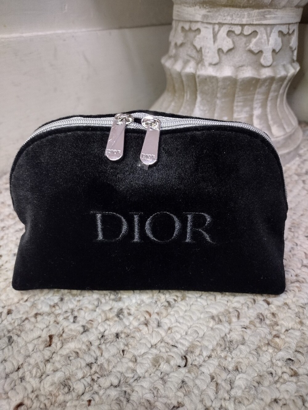 Dior Black Velvet Embroidered Cosmetic Pouch